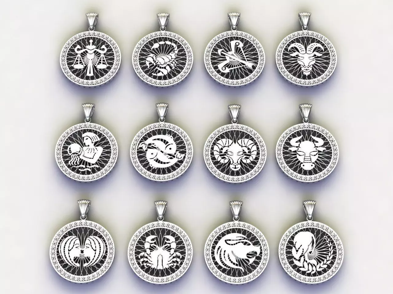 horoscope necklace serial gold silver 12 pieces stl 3D model