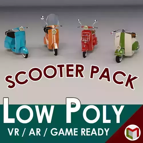 Low Poly Cartoon Scooter Pack