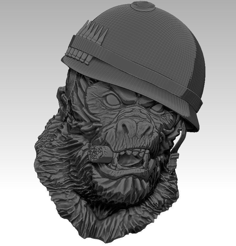 Detailed Angry Warrior Monkey soldier Cigar 3D print model_4