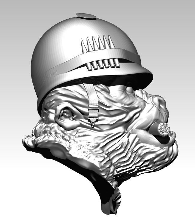 Detailed Angry Warrior Monkey soldier Cigar 3D print model_3