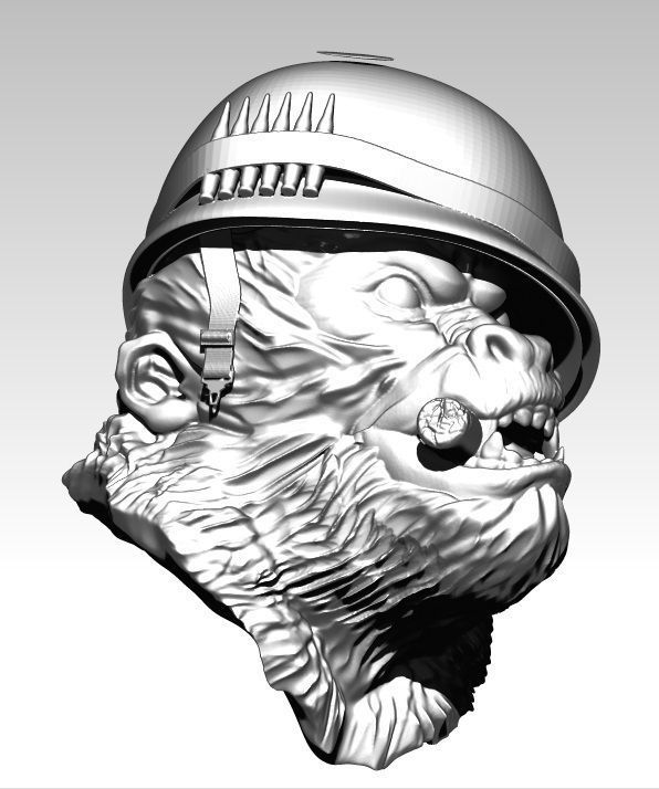 Detailed Angry Warrior Monkey soldier Cigar 3D print model_1