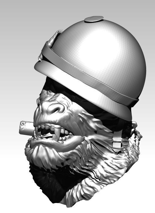 Detailed Angry Warrior Monkey soldier Cigar 3D print model_2