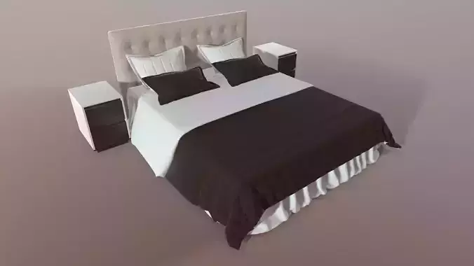 Double bed with nightstands 