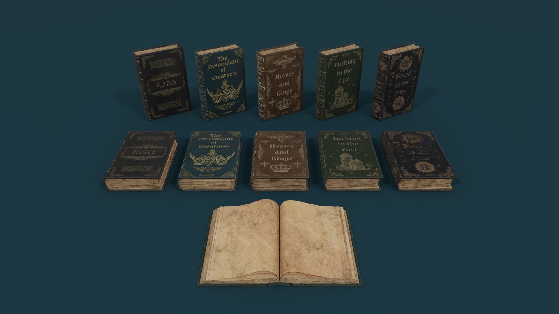 Medieval Books PBR 1  Low-poly 3D model_5