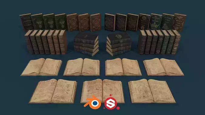 Medieval Books PBR 1  Low-poly 3D model