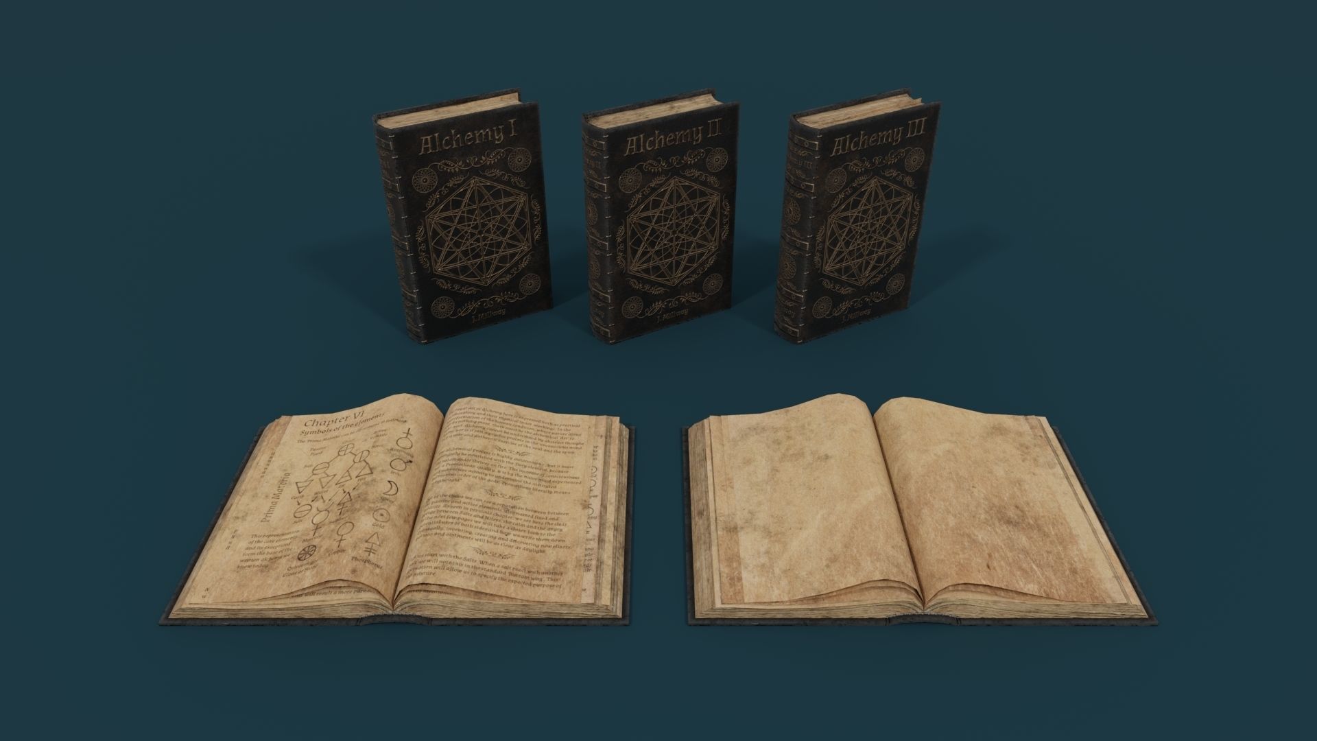 Medieval Books PBR 1  Low-poly 3D model_2