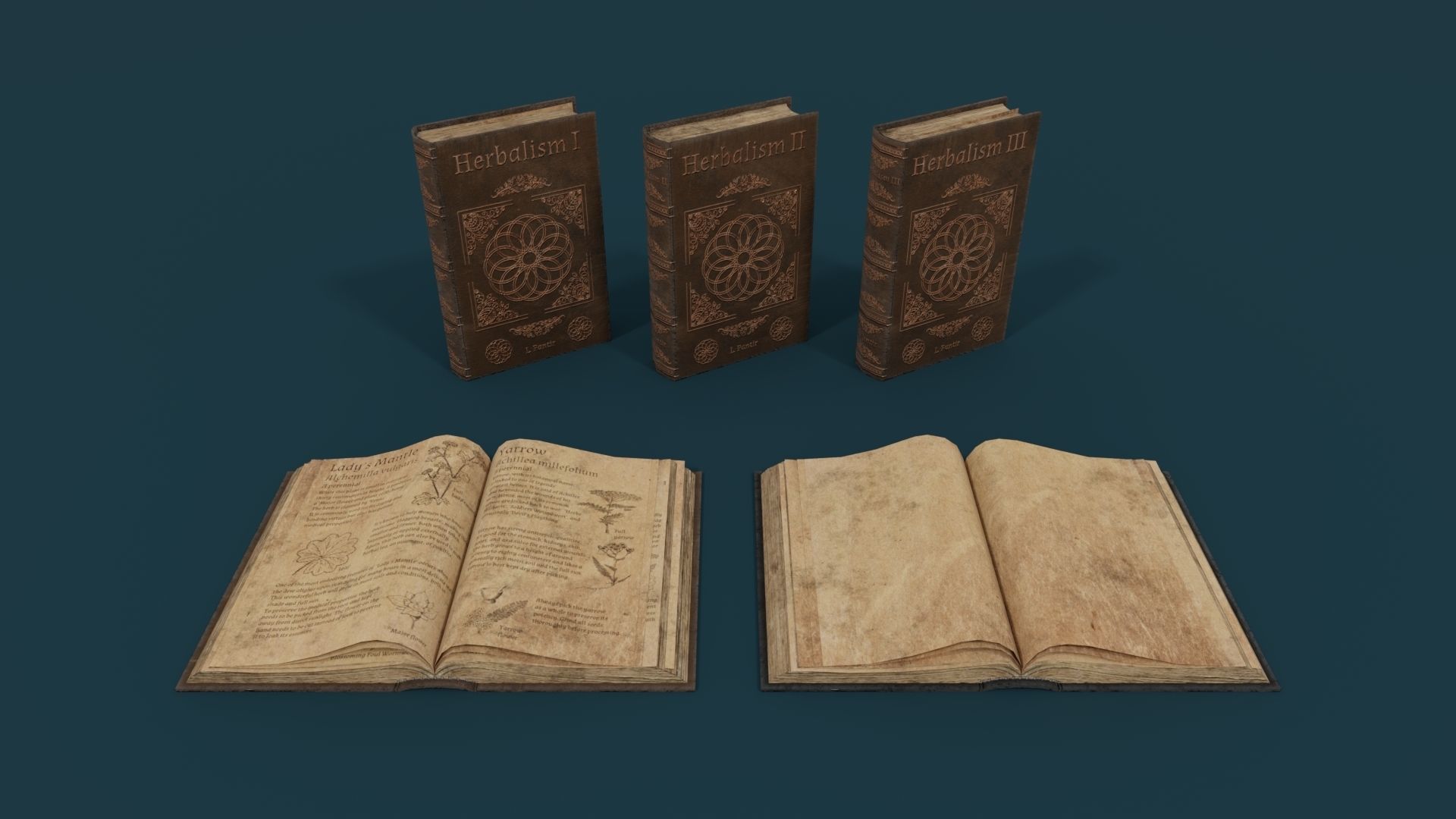 Medieval Books PBR 1  Low-poly 3D model_3