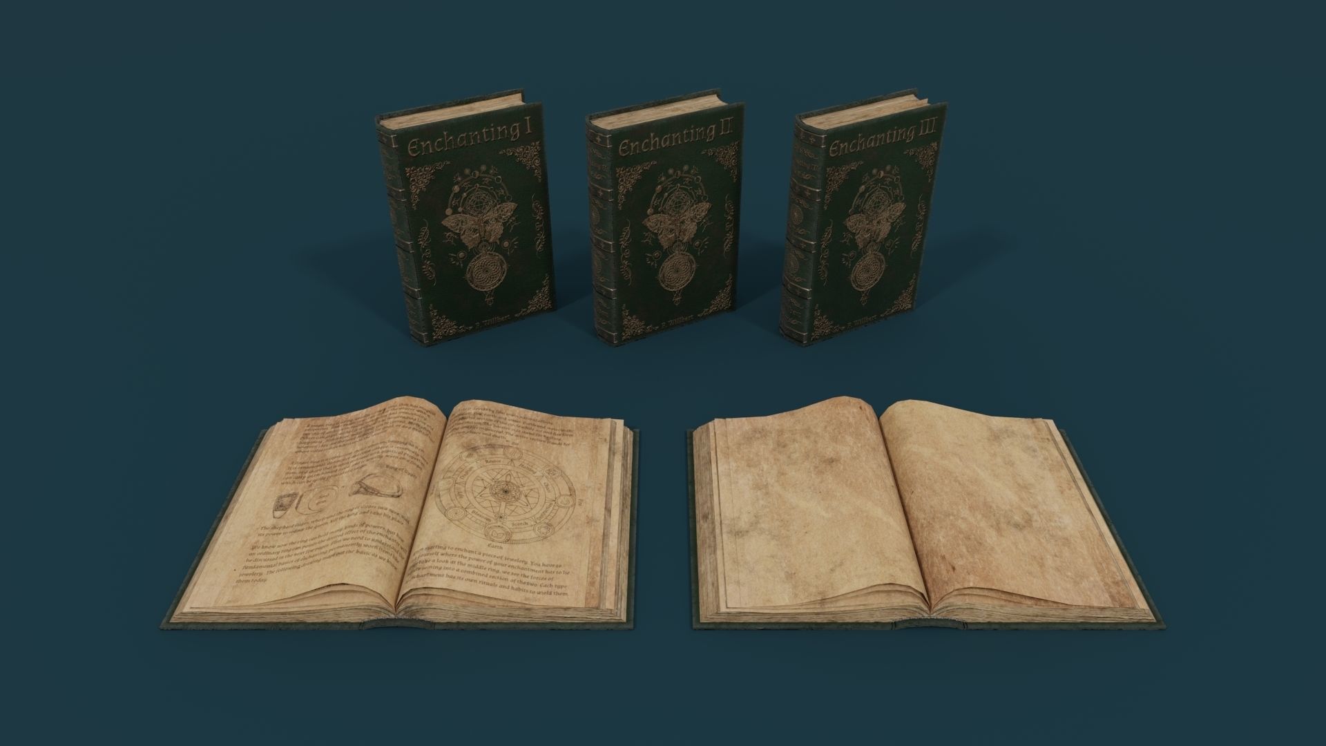 Medieval Books PBR 1  Low-poly 3D model_4