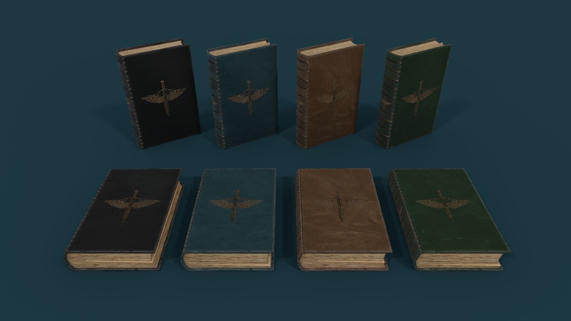 Medieval Books PBR 1  Low-poly 3D model_6