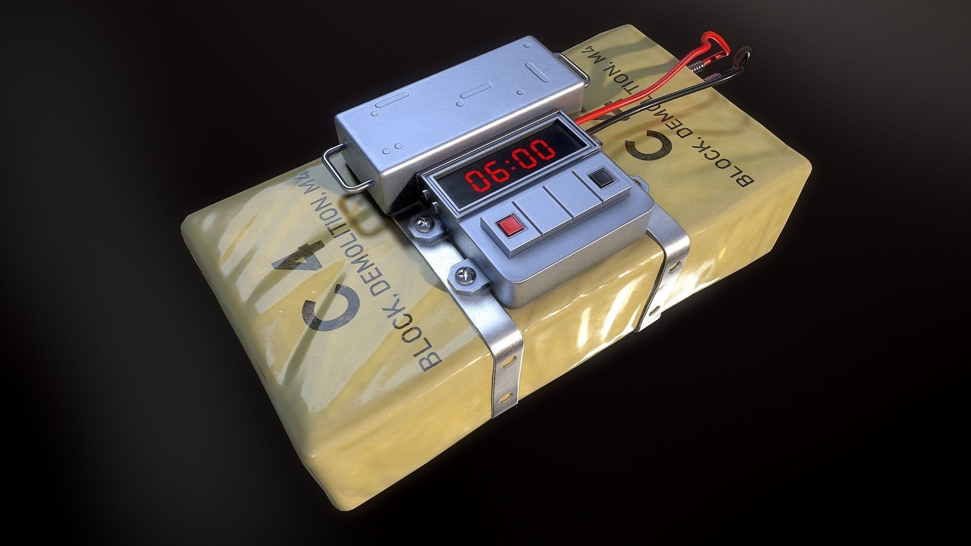 Plastique C4 Bomb Low-poly 3D model_3