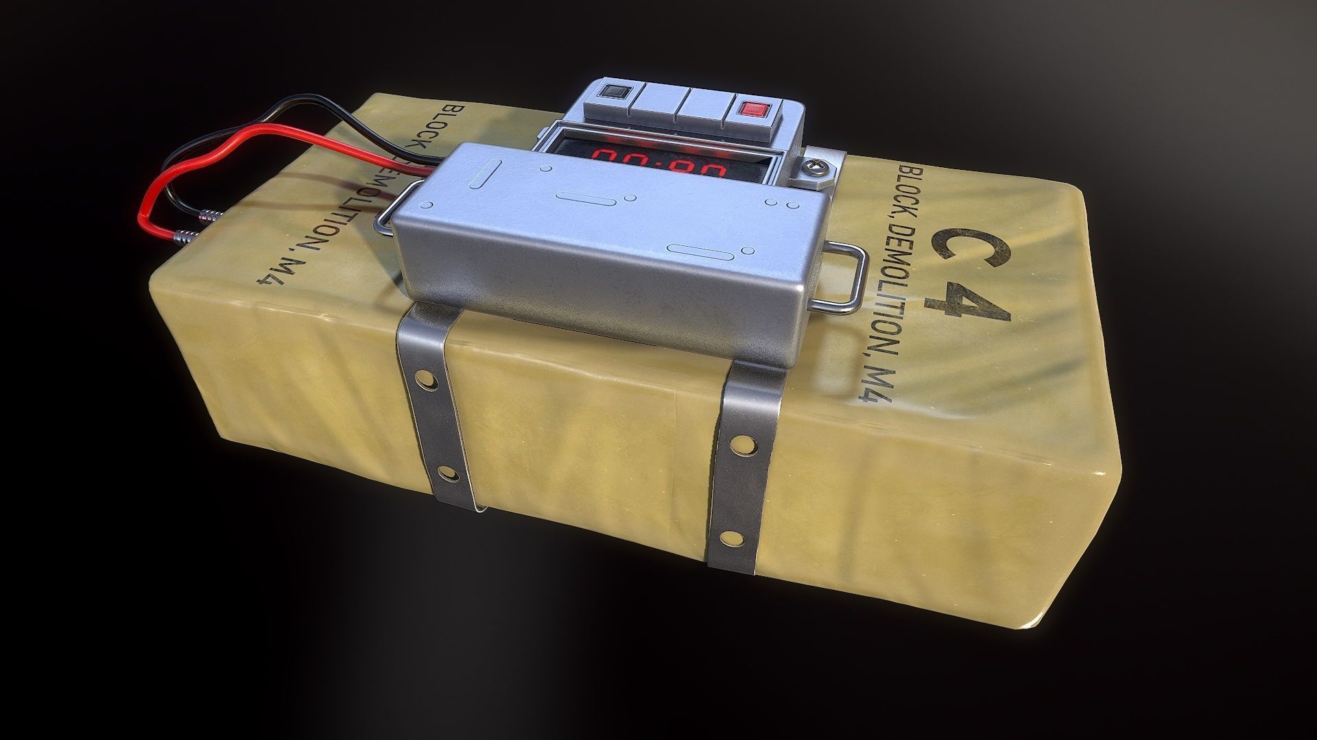 Plastique C4 Bomb Low-poly 3D model_4