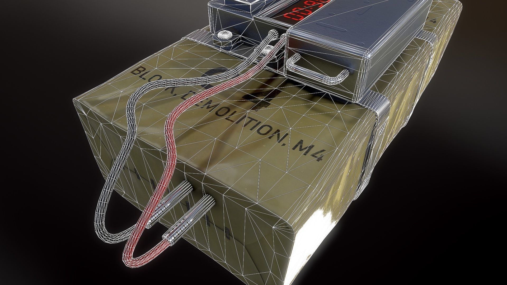 Plastique C4 Bomb Low-poly 3D model_10