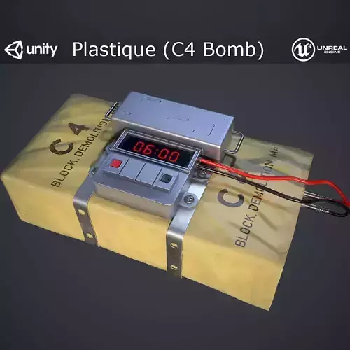 Plastique C4 Bomb Low-poly 3D model