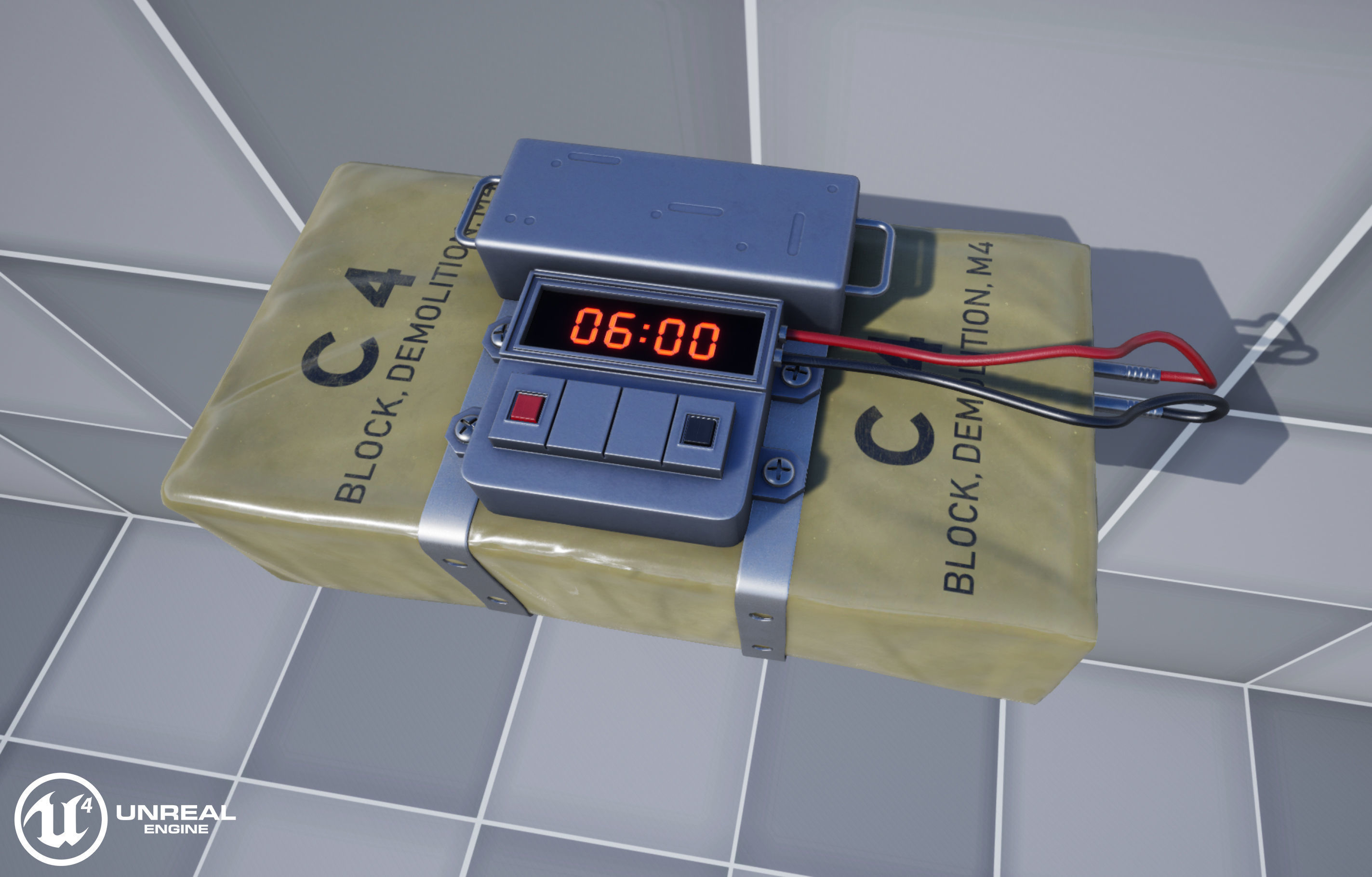 Plastique C4 Bomb Low-poly 3D model_12