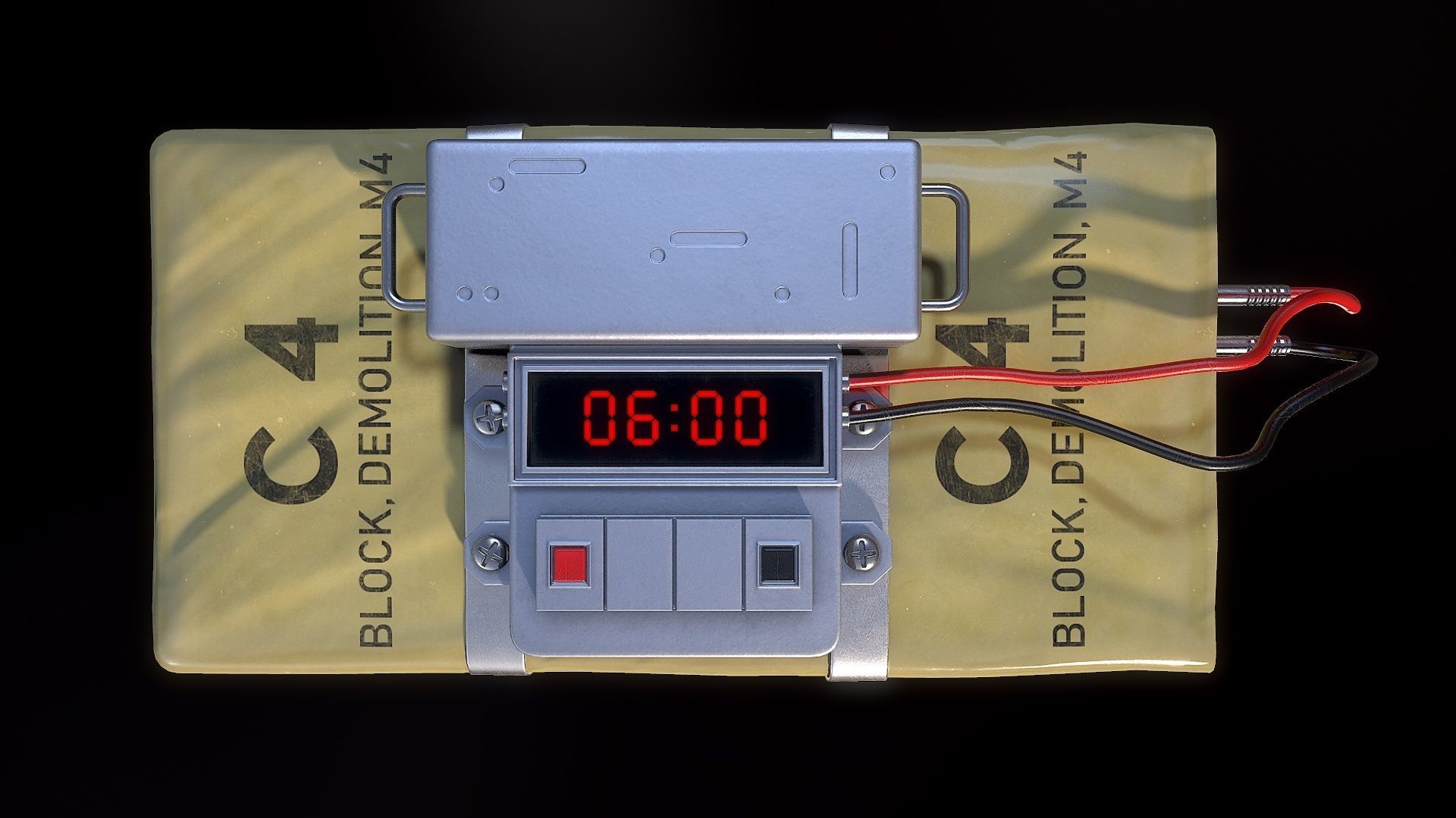 Plastique C4 Bomb Low-poly 3D model_2