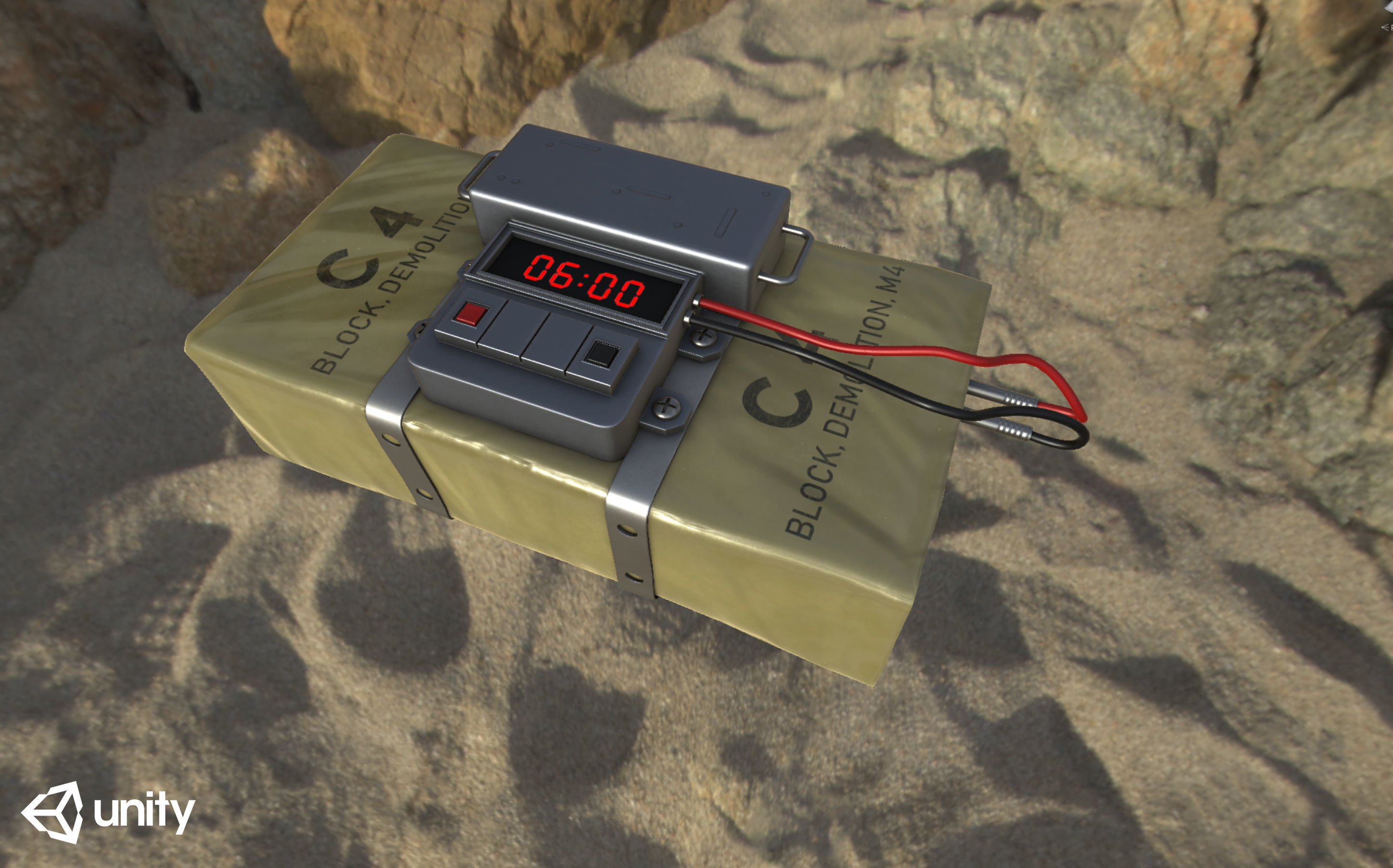 Plastique C4 Bomb Low-poly 3D model_11