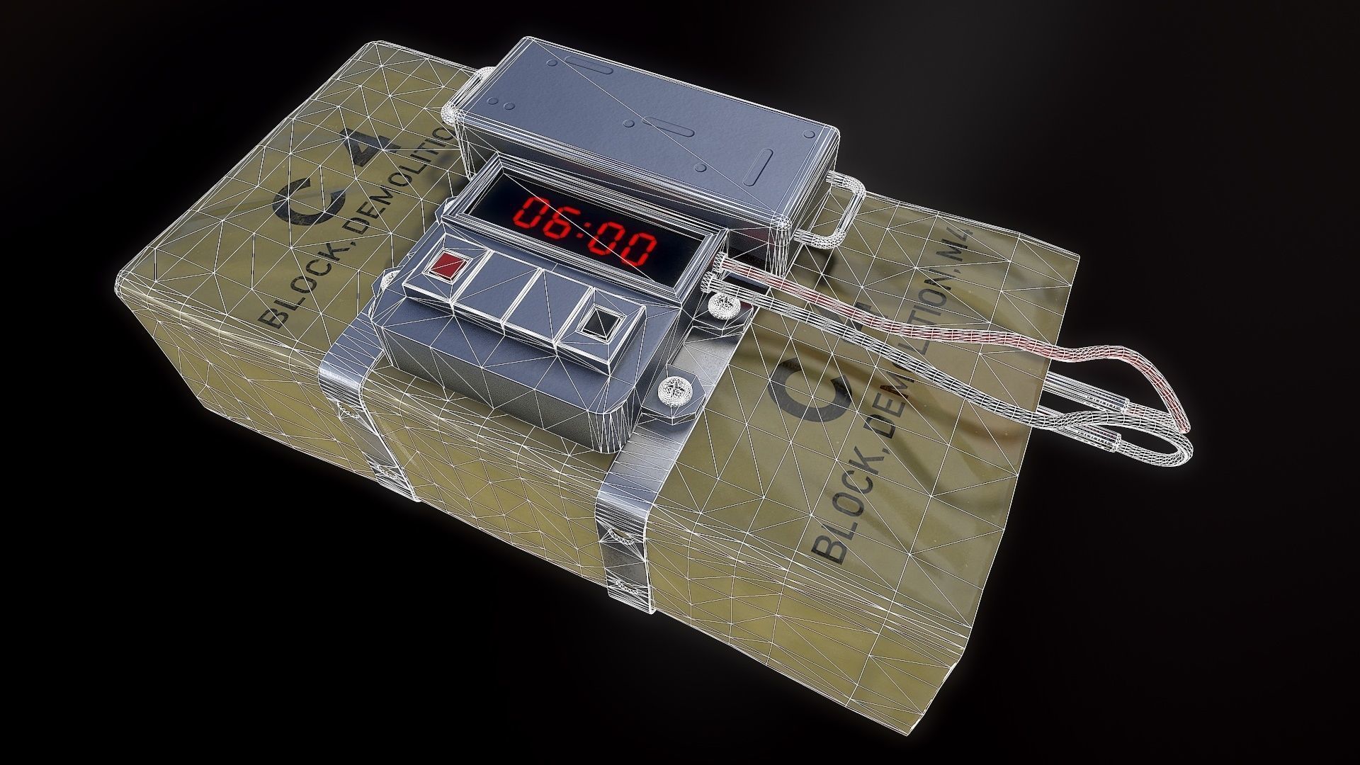 Plastique C4 Bomb Low-poly 3D model_7