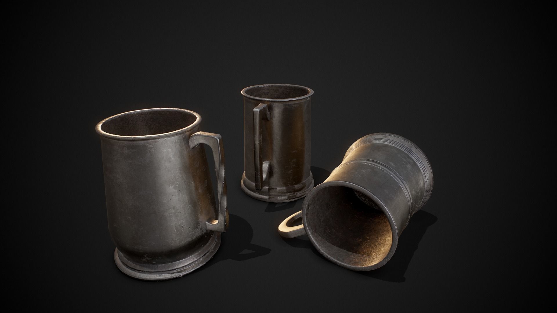 PBR Old Tankards Low-poly 3D model_3