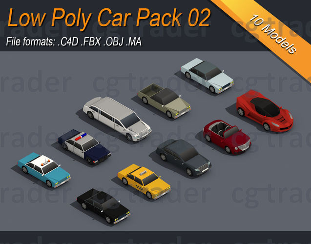 Low Poly Car Pack 02 Isometric Low-poly 3D model