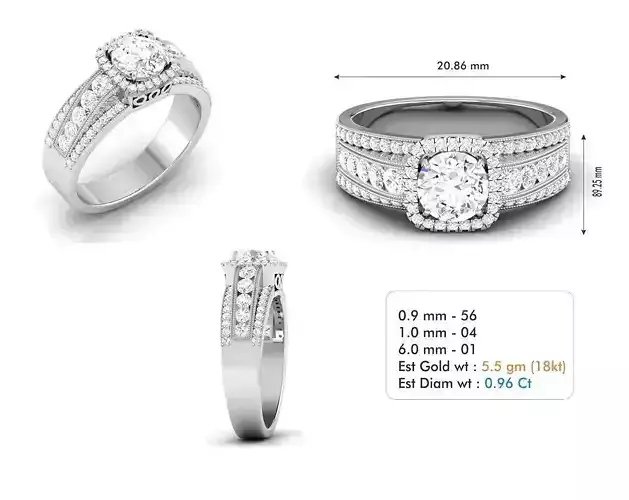 3dm file diamond engagement ring gold 3D model