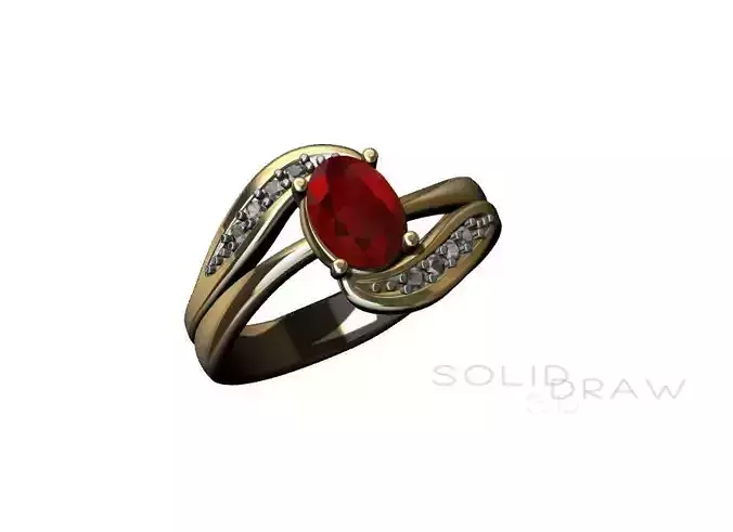 RING ENGAGMENT OVAL STONE CURVES