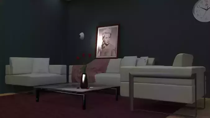 interior living room with furniture and clock