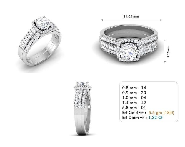 3dm file diamond engagement ring set with measurements 3D model