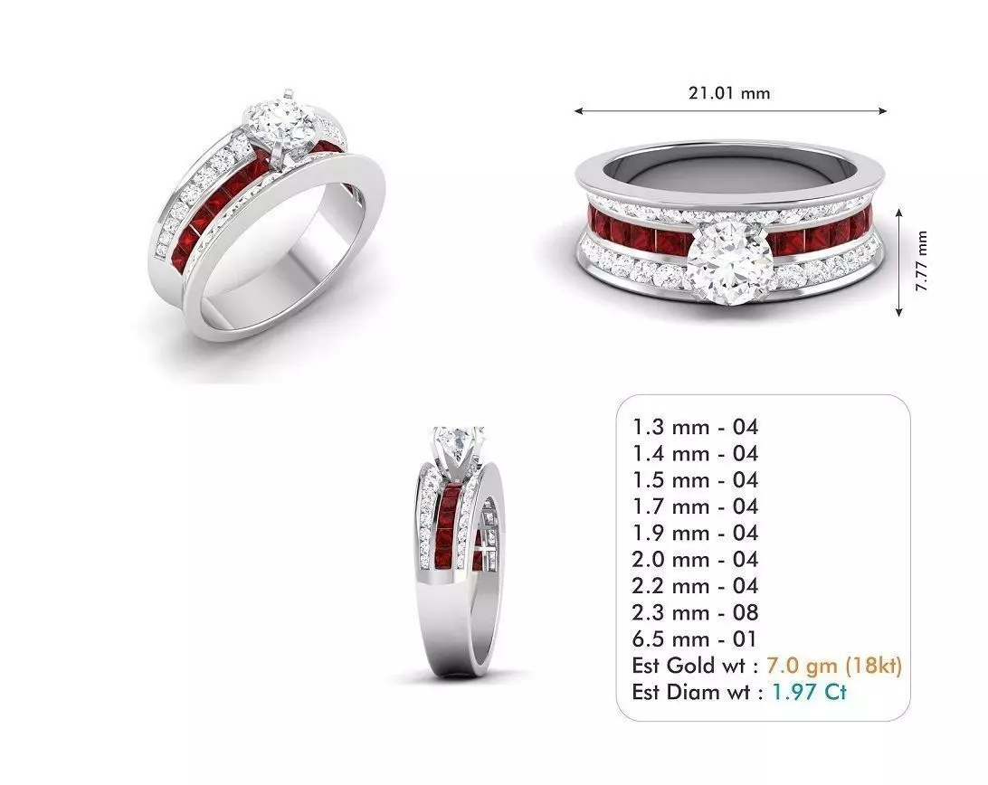 3dm file engagement ring with diamonds and rubies 3D model_0