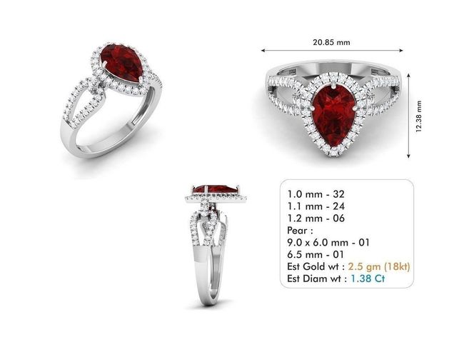 3dm file pear shaped ruby and diamond ring 3D model