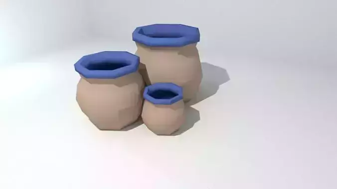 Low Poly Pots three vases