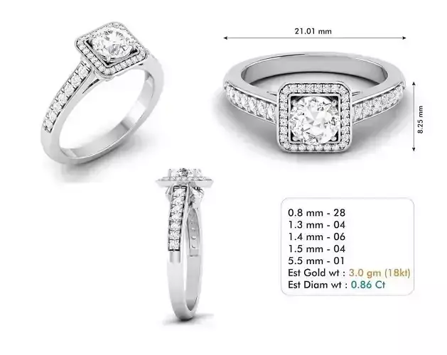 3dm file diamond engagement ring with measurements