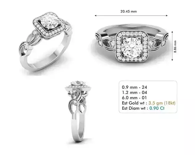 3dm file diamond engagement ring gold 3D model