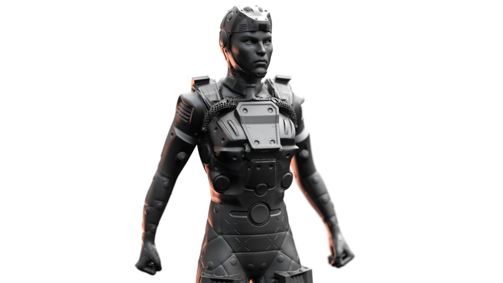 Sci Fi Futuristic Pilot Female Character 3D print model_3