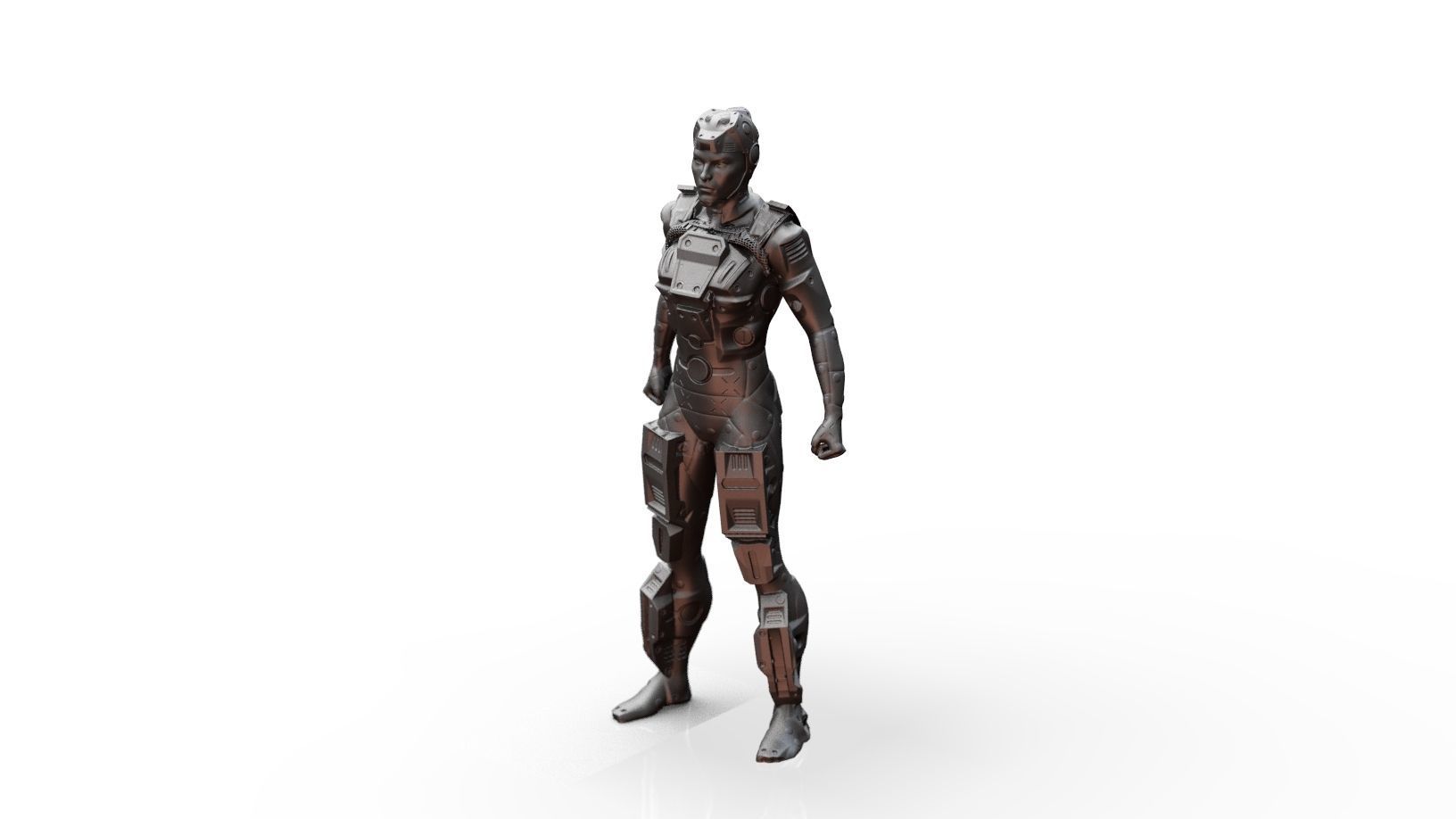 Sci Fi Futuristic Pilot Female Character 3D print model_5
