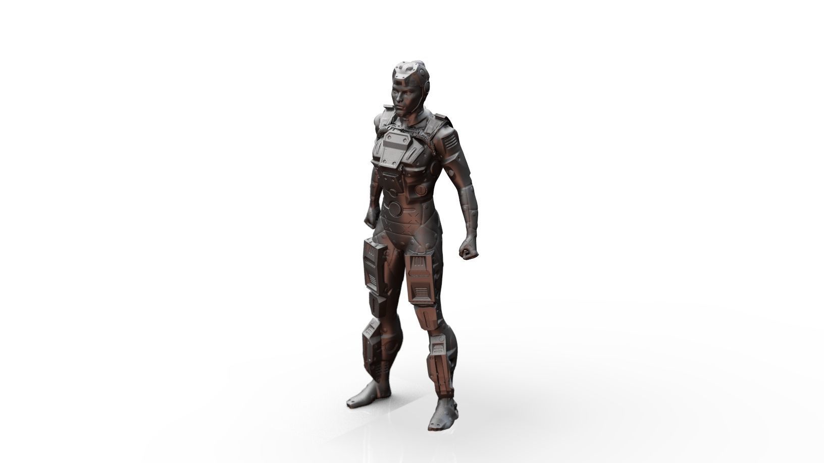 Sci Fi Futuristic Pilot Female Character 3D print model_1