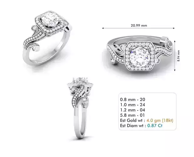 3dm file diamond engagement ring gold