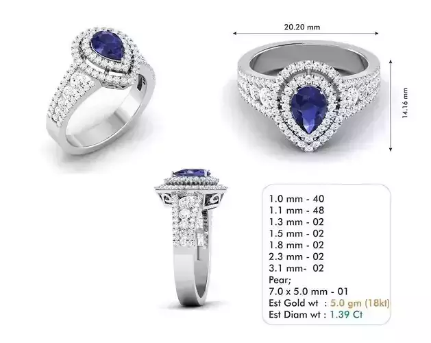 3dm file sapphire and diamond ring
