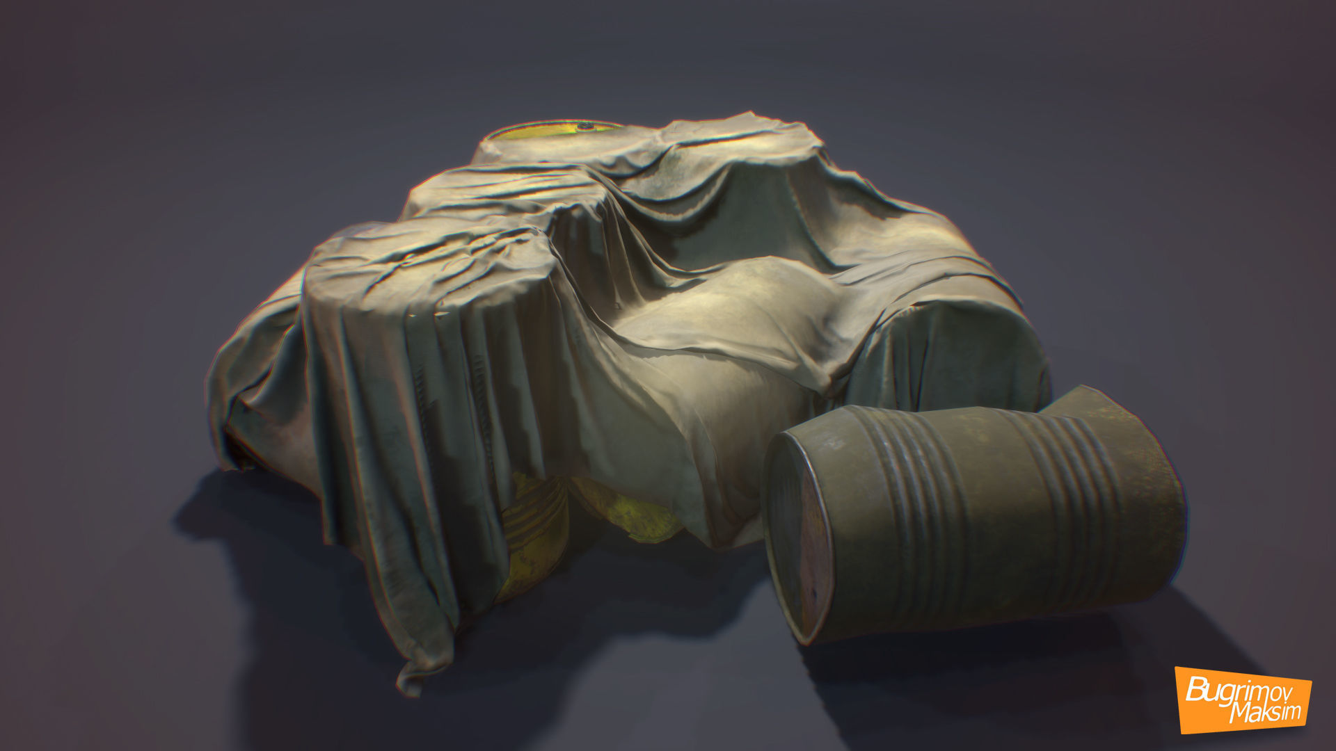 PBR Barrels Cloth Low-poly 3D model_3