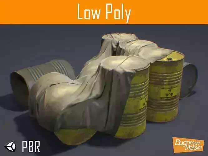 PBR Barrels Cloth Low-poly 3D model