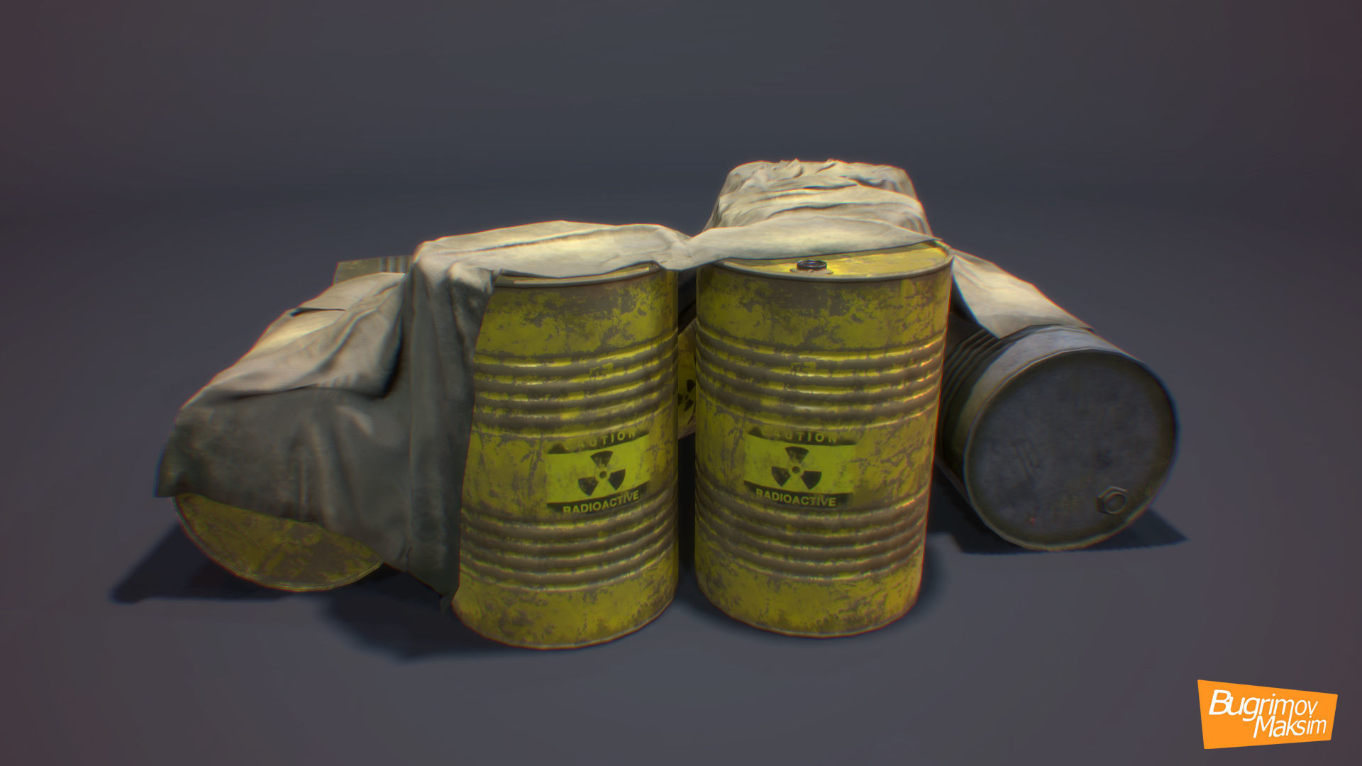 PBR Barrels Cloth Low-poly 3D model_1