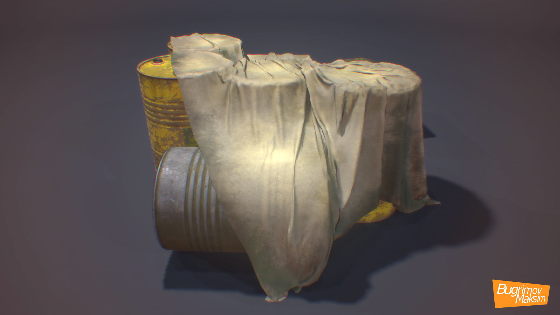 PBR Barrels Cloth Low-poly 3D model_2