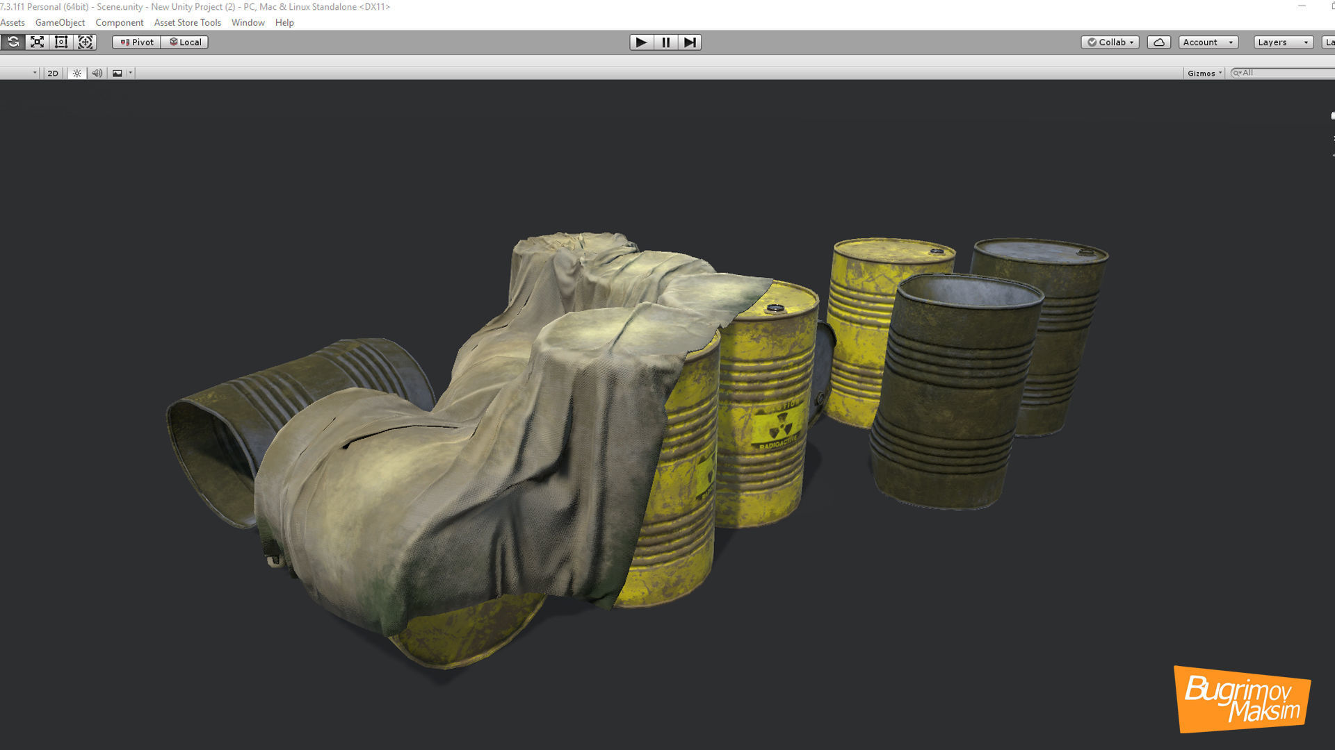 PBR Barrels Cloth Low-poly 3D model_5