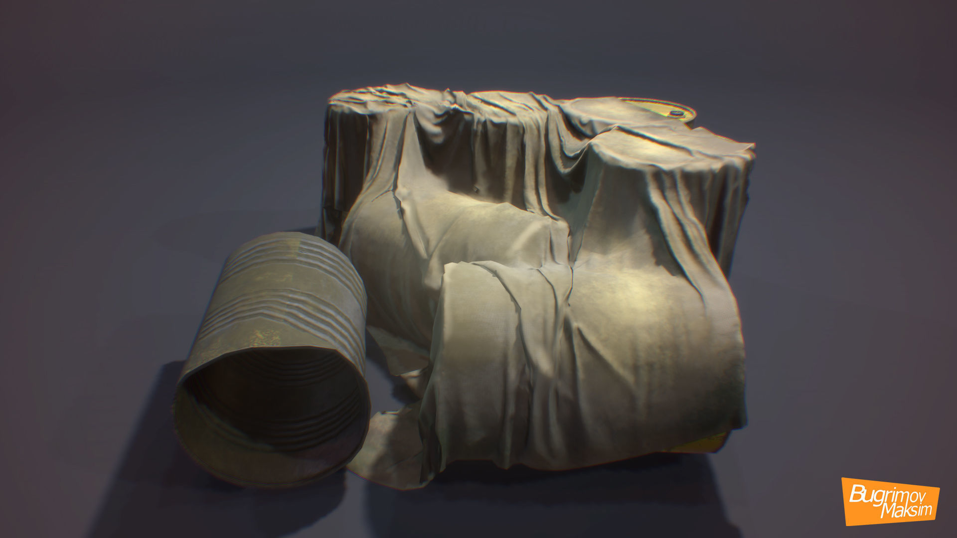 PBR Barrels Cloth Low-poly 3D model_4