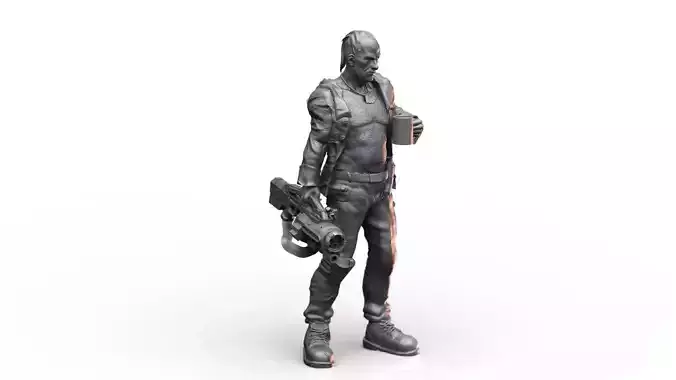 Old Mercenary Veteran Sci Fi Character 3D print model