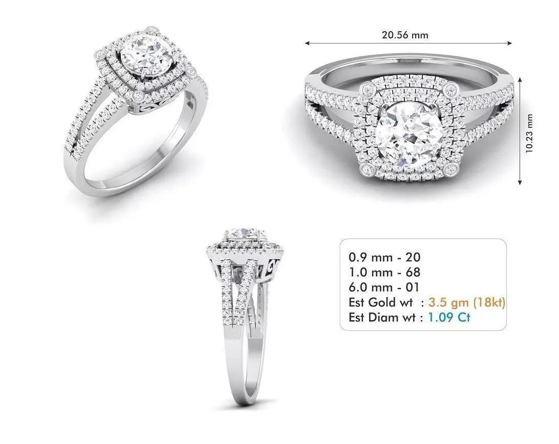 3dm file halo diamond engagement ring 3D model_0