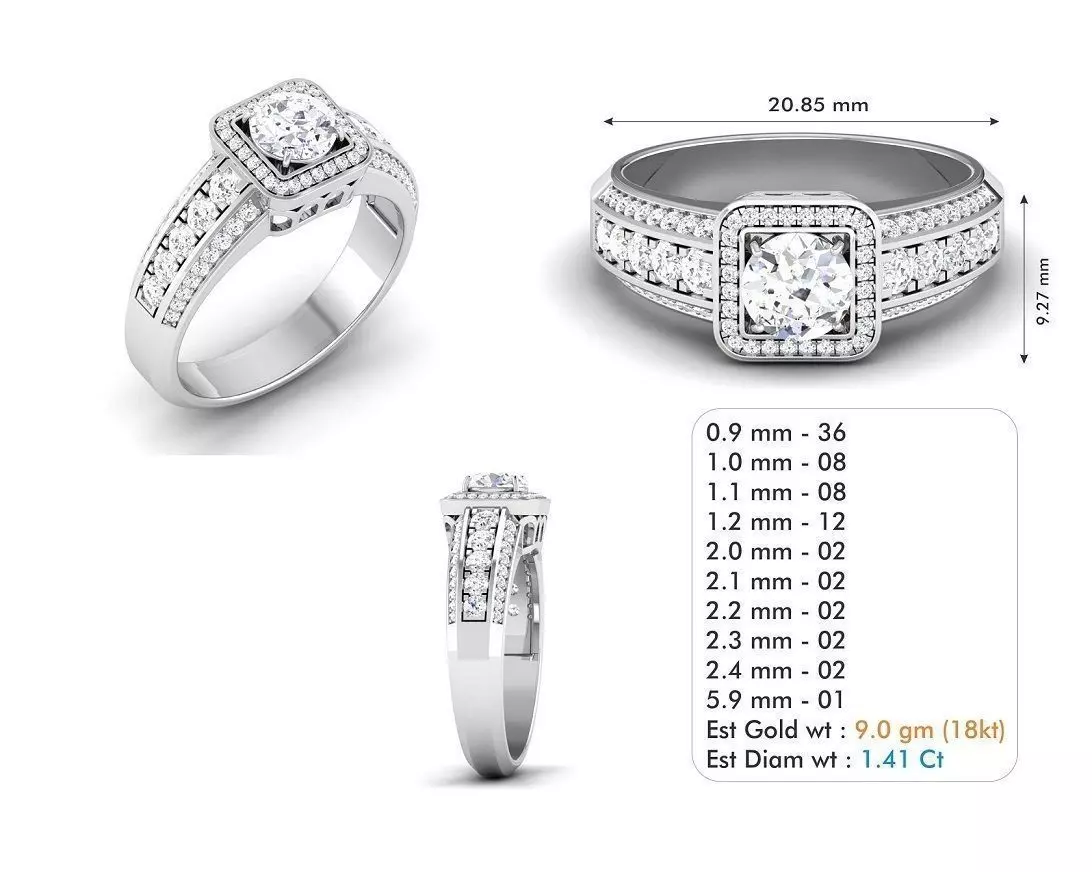 3dm file diamond engagement ring gold 3D model_0