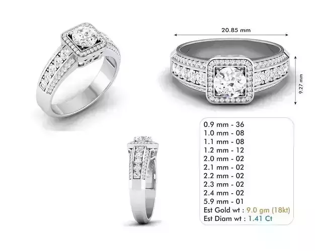 3dm file diamond engagement ring gold