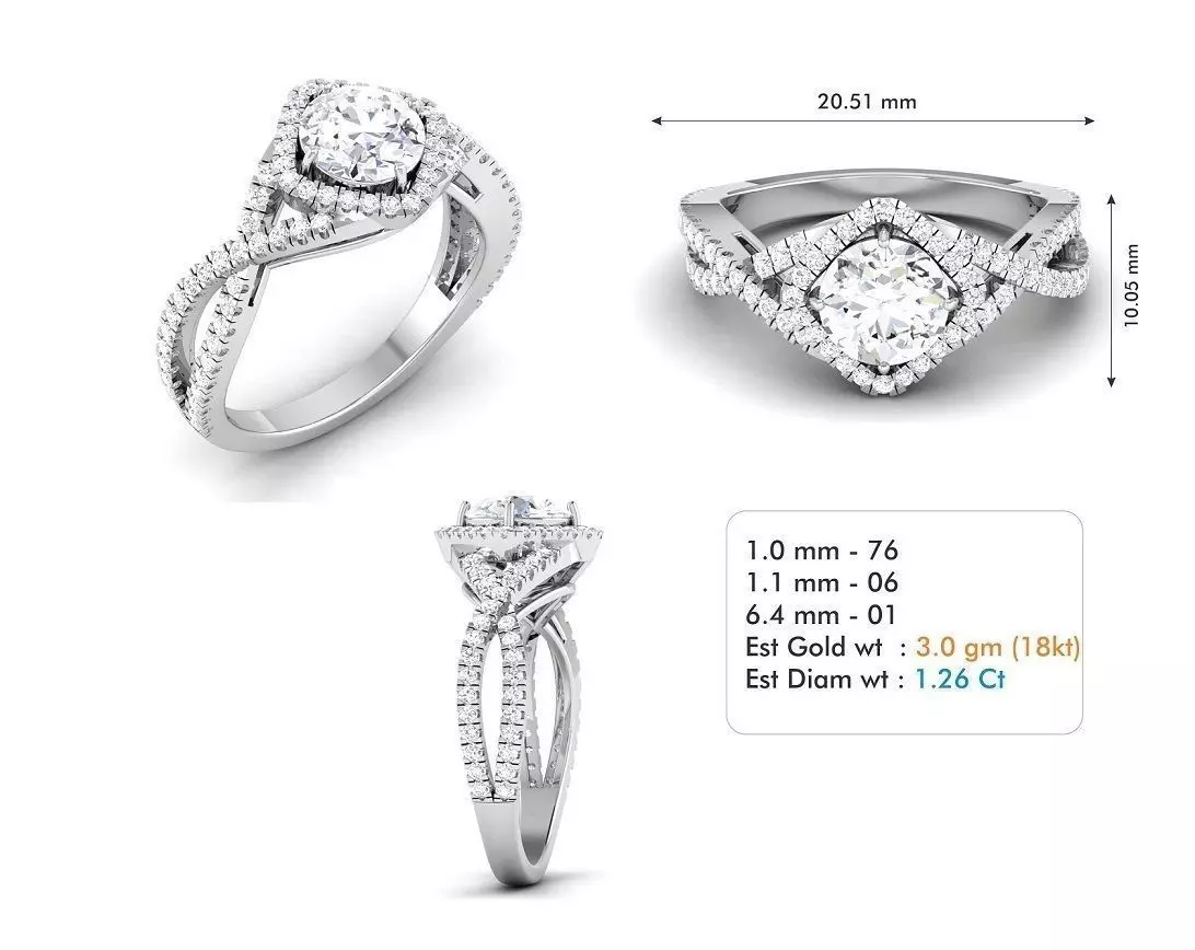 3dm file diamond engagement ring gold 3D model_0