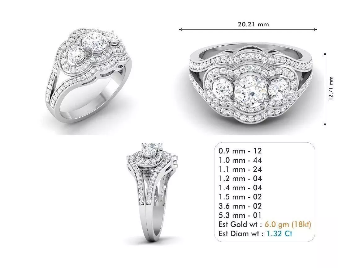 3dm file diamond engagement ring gold 3D model_0