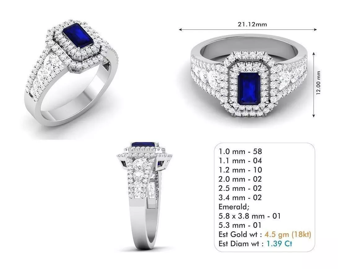 3dm file sapphire and diamond ring 3D model_0